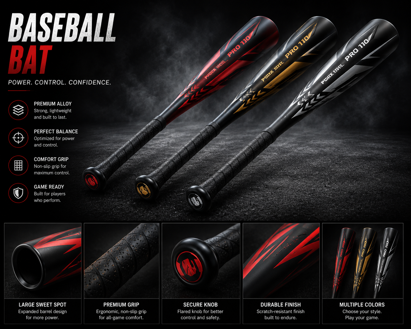 custom-branded baseball bat crafted from premium wood featuring a balanced grip, personalized laser-engraved player name and team logo, and a durable gloss finish.