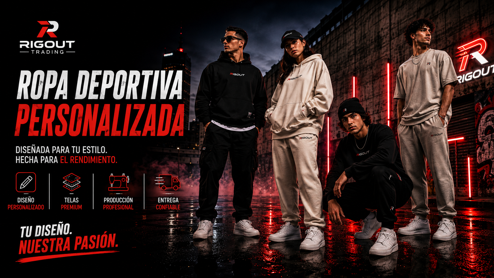 Fabricante de sudaderas extragrandes, camisetas estampadas, pantalones cortos, gorras y ropa urbana a medida.