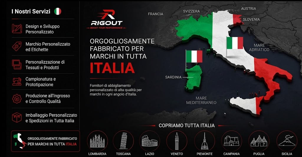 Produttore di abbigliamento sportivo e streetwear personalizzato in Italia, con consegna in tutto il territorio nazionale.