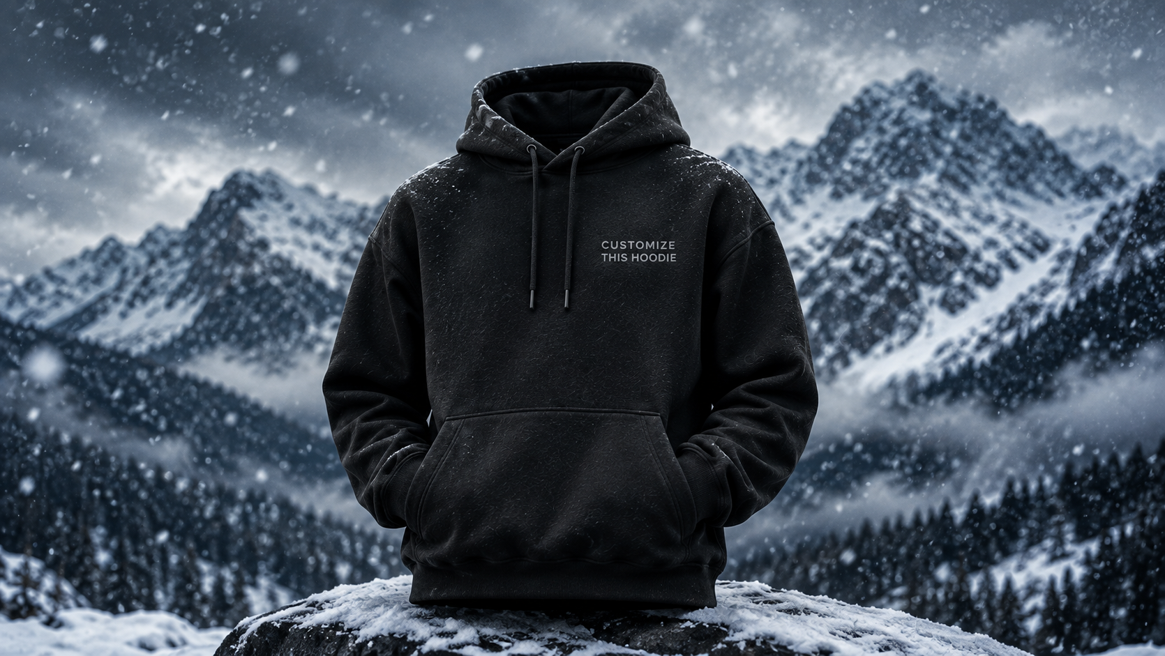 Models showcasing a new custom winter streetwear collection, featuring warm layering pieces built for cold days
