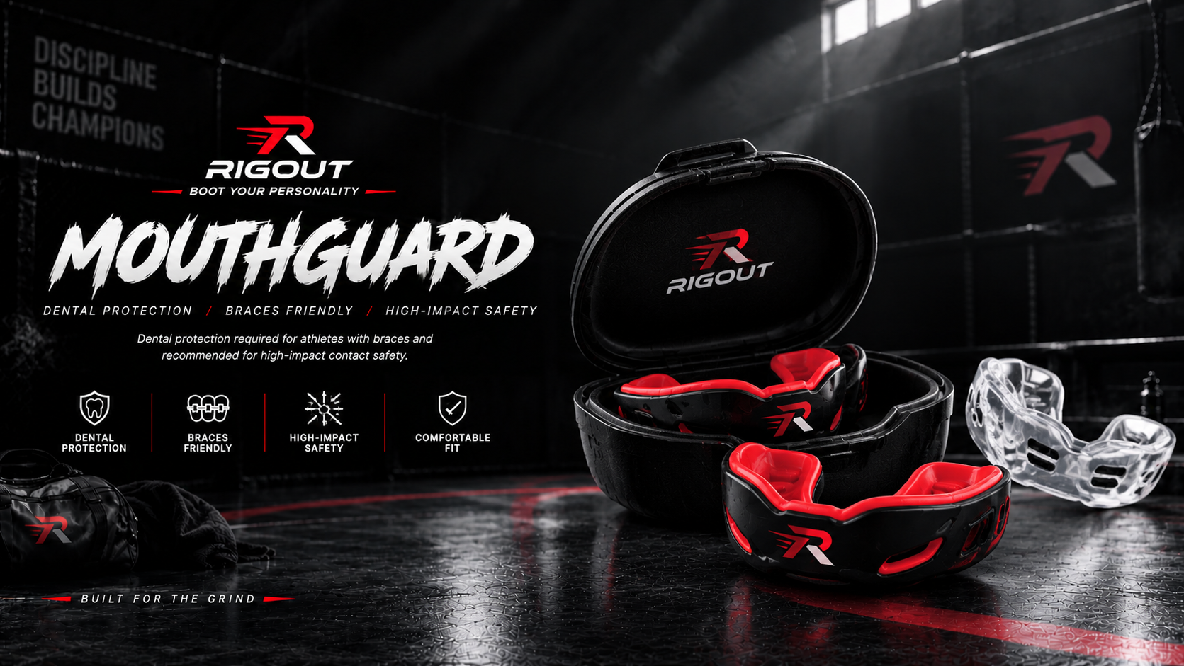 Custom-fit wrestling mouthguard featuring high-impact shock absorption, breathable design, and secure dental protection for intense matches and grappling.