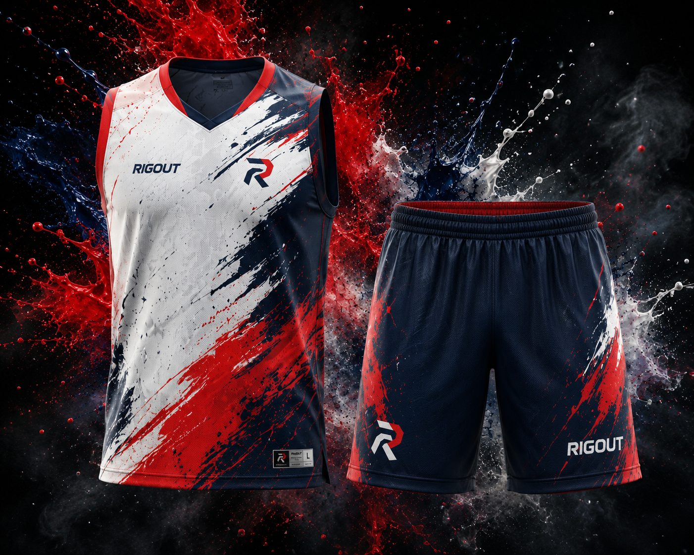 Customised sublimated basketball singlet crafted from moisture-wicking polyester interlock fabric, showcasing a personalised club logo and clean V-neck design