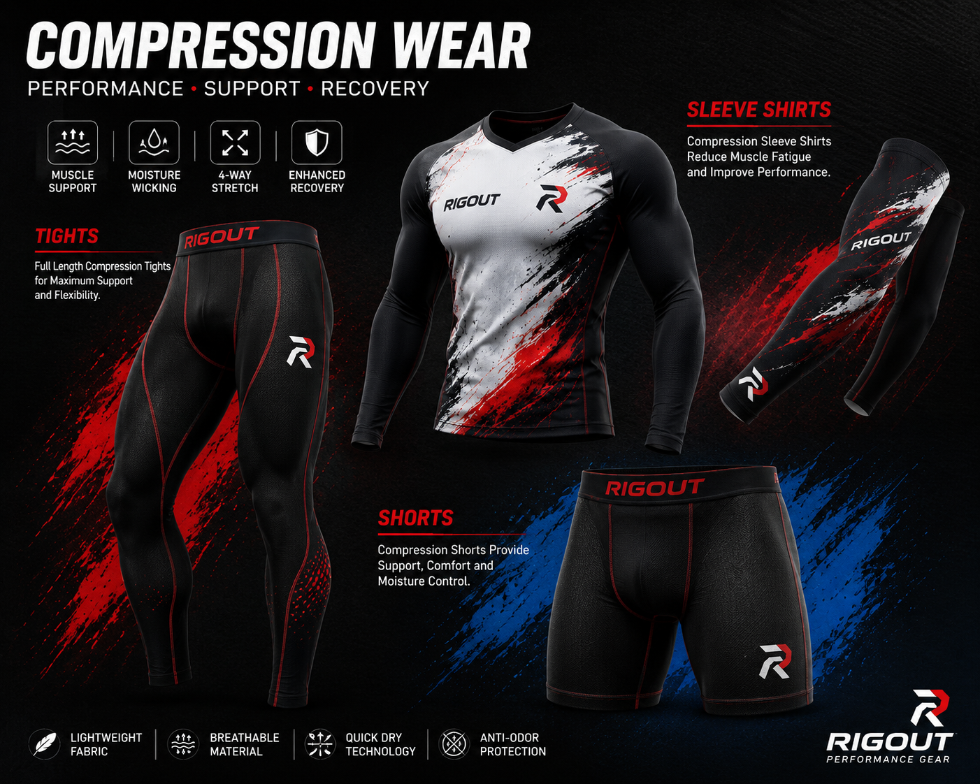 Customized basketball compression jersey and shorts set made of high-stretch polyester-spandex fabric with flatlock seams and personalized team branding